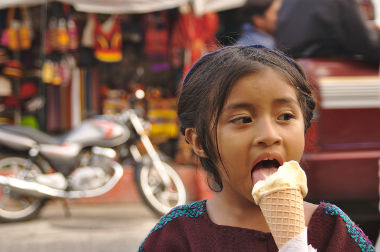 Little Marcelina eating icecream